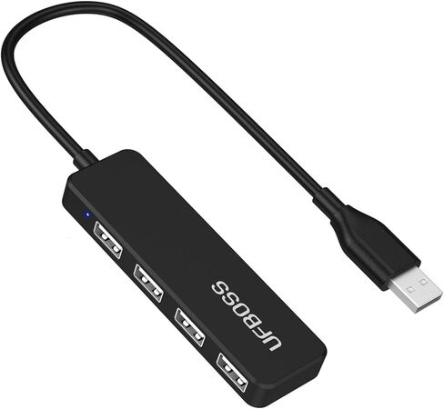 موزع بيانات فائق النحافة 4 منافذ USB 2.0 UFBOSS [2021 جديد محدث] متوافق مع MacBook, Mac Pro, Mac Mini, iMac, Surface Pro, XPS, PC, والمزيد (USB2.0-اسود) in Kuwait
