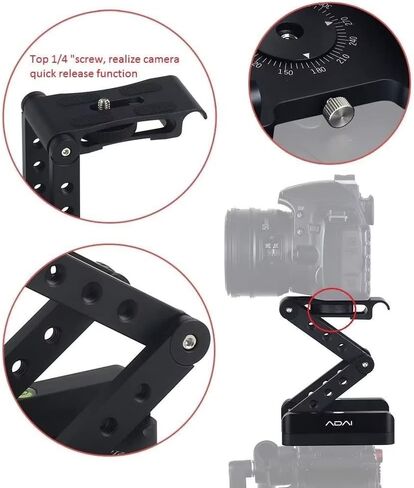 رأس قابل للطي Z Flex قابل للطي بزاوية 360 درجة، حامل ثلاثي القوائم من سبائك الألومنيوم للكاميرا Z Flex Tilt Head مع حامل لوحة إطلاق سريع متوافق مع كاميرا DSLR Canon Sony Pentax in Kuwait