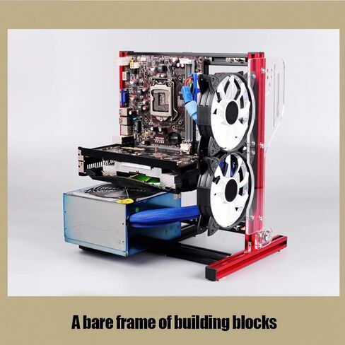 ATX/M-ATX/ITX DIY Chassis Bracket Open Chassis Mining Rig Frame ITX Case ATX Test Bench PC Case, Vertical Overclocking Open Aluminum Frame Chassis Rack, Water-Cooled PC Test Bench (Red) in Saudi Arabia