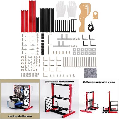 ATX/M-ATX/ITX DIY Chassis Bracket Open Chassis Mining Rig Frame ITX Case ATX Test Bench PC Case, Vertical Overclocking Open Aluminum Frame Chassis Rack, Water-Cooled PC Test Bench (Red) in Saudi Arabia