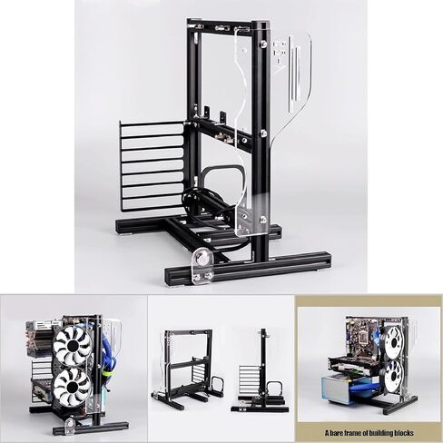 ATX/M-ATX/ITX حامل هيكل DIY مفتوح الهيكل للتعدين إطار ITX حافظة ATX منضدة اختبار الكمبيوتر الشخصي، حامل هيكل إطار من الألومنيوم مفتوح لرفع تردد التشغيل عموديًا، مقعد اختبار الكمبيوتر المبرد بالماء (أحمر) in Kuwait