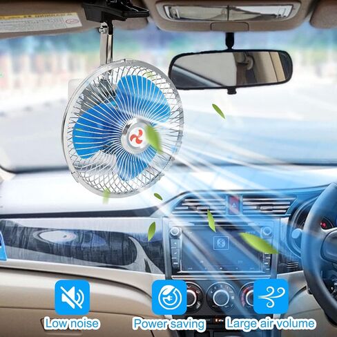 KAGOR 12V سيارة مروحة 7 "مروحة تبريد السيارة المعدنية السيارات سيارة كليب مروحة قوية هادئة التهوية الكهربائية تنفيس المشجعين مع مشبك قابل للتعديل وقابس ولاعة السجائر للسيارة / السيارة in Kuwait