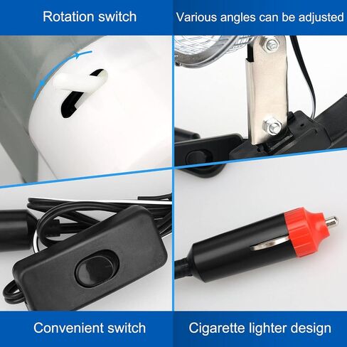 KAGOR 12V سيارة مروحة 7 "مروحة تبريد السيارة المعدنية السيارات سيارة كليب مروحة قوية هادئة التهوية الكهربائية تنفيس المشجعين مع مشبك قابل للتعديل وقابس ولاعة السجائر للسيارة / السيارة in Kuwait