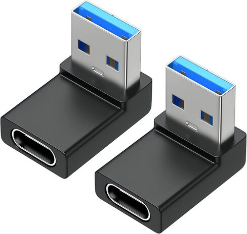 GELRHONR 90 Degree USB to USB C Adapter,Right Angle USB A Male to Type C Female Connector Support unidirectional Sides 5Gbps & Data Transfer, for Laptops,Phone,PC (Black 2 Right) in Saudi Arabia