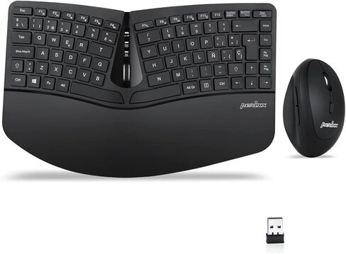 Perixx PERIDUO-406ES Set de Teclado Mini Ergonómico y Ratón Vertical con Cable - con Reposa Muñeca Ajustable y Teclas de Low Profile - QWERTY Spanish (Inalámbrico) in Saudi Arabia