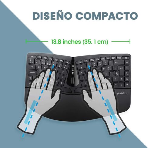 Perixx PERIDUO-406ES Set de Teclado Mini Ergonómico y Ratón Vertical con Cable - con Reposa Muñeca Ajustable y Teclas de Low Profile - QWERTY Spanish (Inalámbrico) in Saudi Arabia