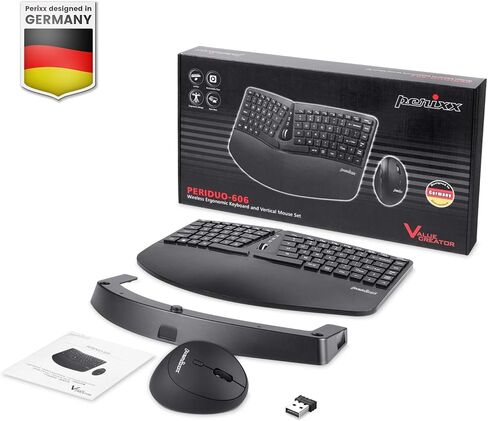 Perixx PERIDUO-406ES Set de Teclado Mini Ergonómico y Ratón Vertical con Cable - con Reposa Muñeca Ajustable y Teclas de Low Profile - QWERTY Spanish (Inalámbrico) in Saudi Arabia