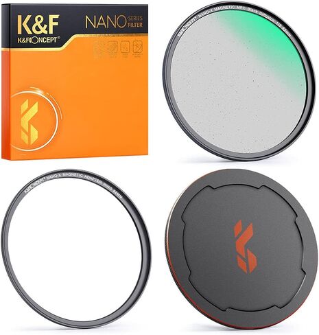 K&F Concept 72mm Magnetic Black Diffusion 1/8 Mist Cinematic Effect Filter + Magnetic Basic Ring + Lens Cap Filters Kit with 28 Multi-Layer Coatings for Camera Lens (Nano-X Series) in Saudi Arabia