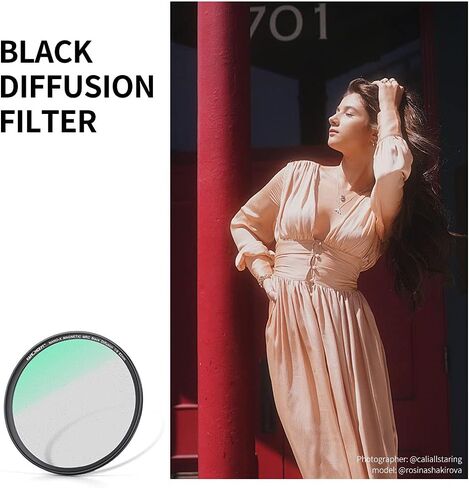 K&F Concept 72mm Magnetic Black Diffusion 1/8 Mist Cinematic Effect Filter + Magnetic Basic Ring + Lens Cap Filters Kit with 28 Multi-Layer Coatings for Camera Lens (Nano-X Series) in Saudi Arabia