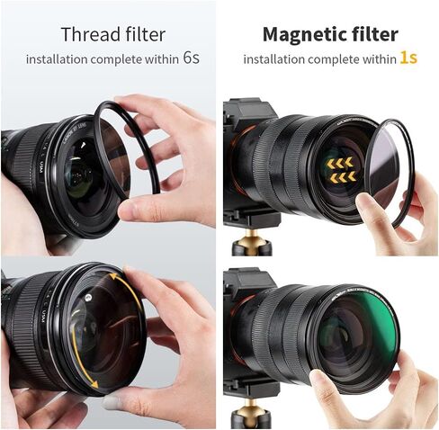 K&F Concept 72mm Magnetic Black Diffusion 1/8 Mist Cinematic Effect Filter + Magnetic Basic Ring + Lens Cap Filters Kit with 28 Multi-Layer Coatings for Camera Lens (Nano-X Series) in Saudi Arabia