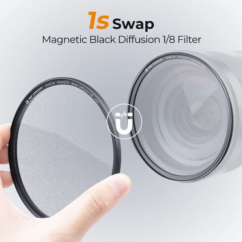 K&F Concept 72mm Magnetic Black Diffusion 1/8 Mist Cinematic Effect Filter + Magnetic Basic Ring + Lens Cap Filters Kit with 28 Multi-Layer Coatings for Camera Lens (Nano-X Series) in Saudi Arabia