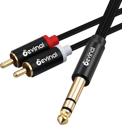 كابل مقسم Devinal 1/4 بوصة TRS إلى RCA Y، كابل إدخال ستيريو 6.35 مم إلى 2 RCA Phono، سلك كابل صوت RCA مزدوج إلى ربع بوصة 5 أقدام / 1.5 متر in Saudi Arabia