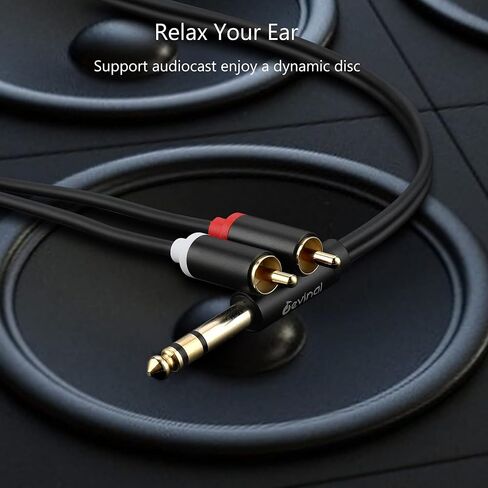 كابل مقسم Devinal 1/4 بوصة TRS إلى RCA Y، كابل إدخال ستيريو 6.35 مم إلى 2 RCA Phono، سلك كابل صوت RCA مزدوج إلى ربع بوصة 5 أقدام / 1.5 متر in Saudi Arabia