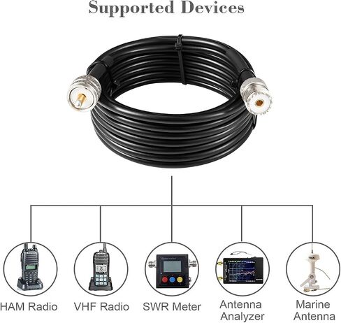 MOOKEERF PL-259 UHF CB Coax Cable - 3FT, RG58 PL-259 UHF Male to Female Low Loss Antenna Extension Jumper for HAM Radio, Antenna Analyzer, Dummy Load, SWR Meter in Kuwait