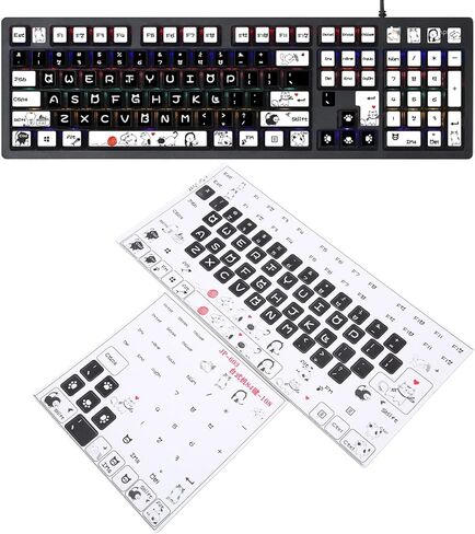 Sanpyl Computer Keyboard Stickers, PVC Clear Frosted Pattern Decorative DIY Cute Style Keycaps Stickers Universal for Desktop 84 to 108 Keys Keyboard in Kuwait