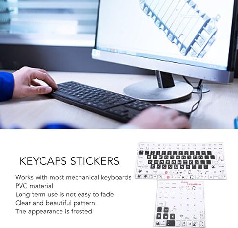 Sanpyl Computer Keyboard Stickers, PVC Clear Frosted Pattern Decorative DIY Cute Style Keycaps Stickers Universal for Desktop 84 to 108 Keys Keyboard in Kuwait