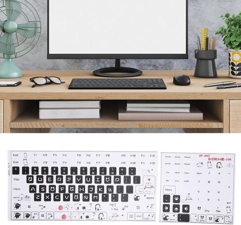 Sanpyl Computer Keyboard Stickers, PVC Clear Frosted Pattern Decorative DIY Cute Style Keycaps Stickers Universal for Desktop 84 to 108 Keys Keyboard in Kuwait