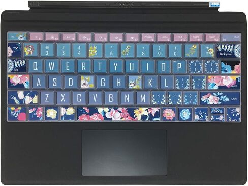 Keyboard Cover Skin for Microsoft Surface Pro 7 2019/Surface Pro 6 2018/Surface Pro 5 2017,Silicon Keyboard Protector with Big Letter Design,US Layout, Red Flower in Saudi Arabia
