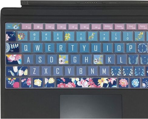 Keyboard Cover Skin for Microsoft Surface Pro 7 2019/Surface Pro 6 2018/Surface Pro 5 2017,Silicon Keyboard Protector with Big Letter Design,US Layout, Red Flower in Saudi Arabia