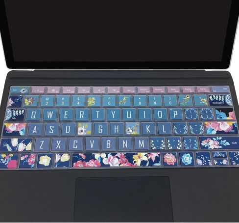 Keyboard Cover Skin for Microsoft Surface Pro 7 2019/Surface Pro 6 2018/Surface Pro 5 2017,Silicon Keyboard Protector with Big Letter Design,US Layout, Red Flower in Saudi Arabia
