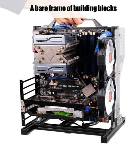 ATX M-ATX ITX Open Chassis, DIY Computer Case with Handle, Vertical Overclocking Open Frame Rack for ITX Motherboard, Support Graphics Card(red) in Saudi Arabia