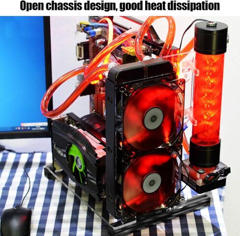 ATX M-ATX ITX Open Chassis, DIY Computer Case with Handle, Vertical Overclocking Open Frame Rack for ITX Motherboard, Support Graphics Card(red) in Saudi Arabia