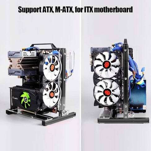 ATX M-ATX ITX Open Chassis, DIY Computer Case with Handle, Vertical Overclocking Open Frame Rack for ITX Motherboard, Support Graphics Card(red) in Saudi Arabia
