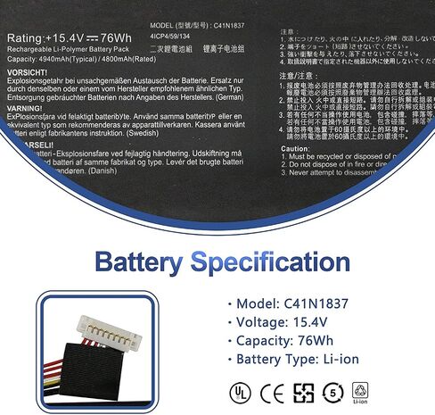 ANTIEE C41N1837 Battery for ASUS Rog Zephyrus GA502 GA502D GA502DU GA502GU GA502IV GU502 GU502DU GU502GV GU502LU GU502LW GU502LV GX502LXS GX502GV GX502GW GU532 GX532 GU532GU GU532GV GX532GV GX532GW in Saudi Arabia
