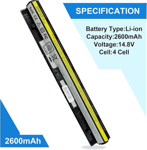 Shareway بطارية كمبيوتر محمول بديلة 4 خلايا لجهاز Lenovo G40 G40-45 G40-70M G40-80 G50 G50-45 G50-70M G50-80 Z50-30 Z50-70 Z40-70 L12L4A02 [14.8 فولت 2600 مللي أمبير] in Kuwait
