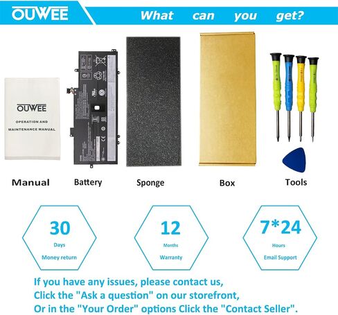 OUWEE L18L4P71 Laptop Battery Compatible with Lenovo ThinkPad X1 Yoga 4th 5th Gen/X1 Carbon 7th 8th Gen Serie 02DL004 SB10K97642 02DL005 L18M4P72 SB10K97643 02DL006 L18C4P71 SB10K97644 15.4V 51Wh in Kuwait