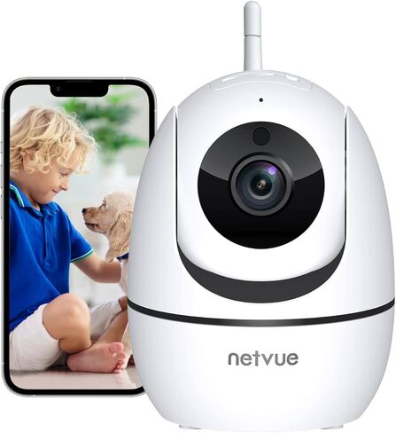 كاميرا NETVUE الداخلية، 1080P FHD 2.4 جيجا هرتز واي فاي، كشف الإنسان بالذكاء الاصطناعي، كاميرا منزلية صوت ثنائي الاتجاه، كاميرا أمان داخلية رؤية ليلية، تخزين سحابي/بطاقة TF in Kuwait