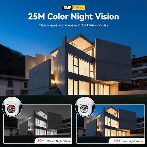 كاميرا مراقبة خارجية 5 ميجابكسل من سيترونيكس، كاميرا مراقبة واي فاي PTZ IP بتردد 2.4/5 جيجاهرتز، كشف الإنسان/الحركة مع صفارات الإنذار والتنبيه، تتبع تلقائي، رؤية ليلية ملونة 25 متر، دوران 355 درجة/90 درجة، محادثة ثنائية الاتجاه، IP66 in Kuwait