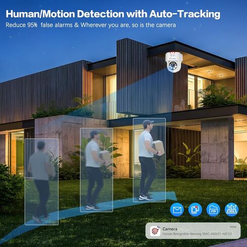 كاميرا مراقبة خارجية 5 ميجابكسل من سيترونيكس، كاميرا مراقبة واي فاي PTZ IP بتردد 2.4/5 جيجاهرتز، كشف الإنسان/الحركة مع صفارات الإنذار والتنبيه، تتبع تلقائي، رؤية ليلية ملونة 25 متر، دوران 355 درجة/90 درجة، محادثة ثنائية الاتجاه، IP66 in Kuwait