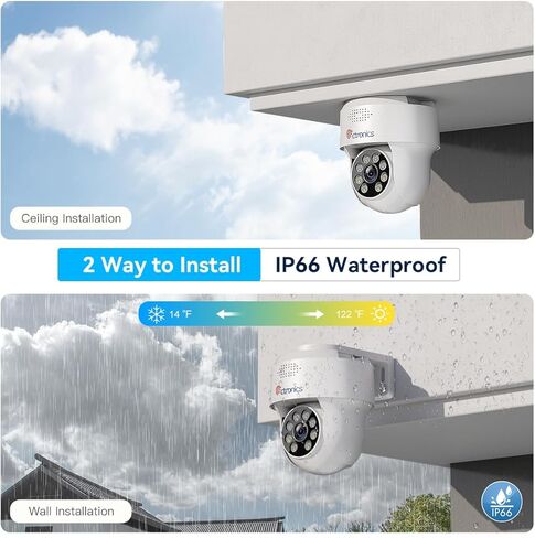 كاميرا مراقبة خارجية 5 ميجابكسل من سيترونيكس، كاميرا مراقبة واي فاي PTZ IP بتردد 2.4/5 جيجاهرتز، كشف الإنسان/الحركة مع صفارات الإنذار والتنبيه، تتبع تلقائي، رؤية ليلية ملونة 25 متر، دوران 355 درجة/90 درجة، محادثة ثنائية الاتجاه، IP66 in Kuwait