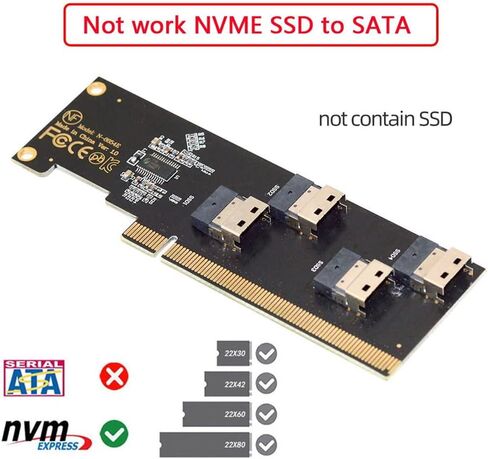 NFHK Four Slimline SFF-8654 4X 4 NVME to PCIE Express 3.0 4.0 Raid Card VROC Raid0 Hyper Adapter in Saudi Arabia