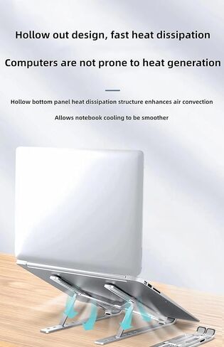 zgyad Desktop Laptop Stand, Multi Angle Adjustable Aluminum Laptop Stand, Ergonomic Laptop Stand, Fully Covered with Silicone Protection, Compatible with 10 to 15.6 inch laptops (Silvery) in Kuwait