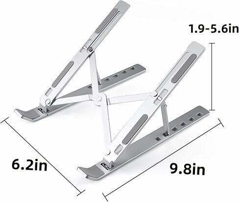zgyad Desktop Laptop Stand, Multi Angle Adjustable Aluminum Laptop Stand, Ergonomic Laptop Stand, Fully Covered with Silicone Protection, Compatible with 10 to 15.6 inch laptops (Silvery) in Kuwait