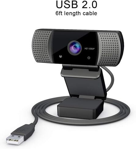 كاميرا ويب Kishgo 1080P مع ميكروفون وغطاء، وكاميرا ويب للكمبيوتر المحمول USB 2.0 مع تصحيح تلقائي للضوء، التوصيل والتشغيل، لبث الفيديو، والمؤتمرات، والألعاب، والفصول عبر الإنترنت in Kuwait