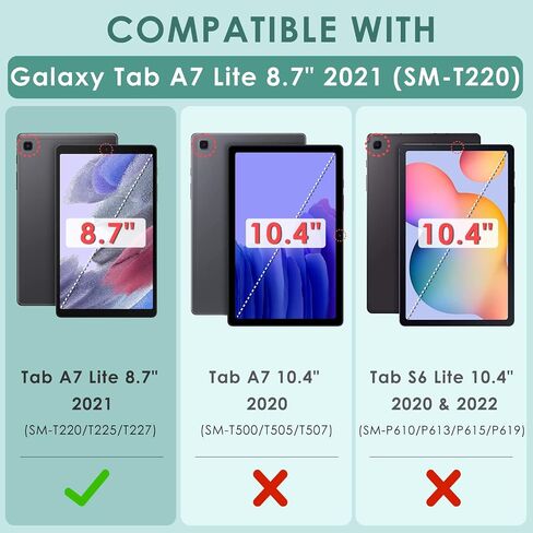 حافظة لوحة المفاتيح بإضاءة خلفية من DETUOSI لجهاز Samsung Galaxy Tab A7 Lite 8.7 بوصة 2021 (SM-T220/T227U) مع حامل قلم S، غطاء جلدي قابل للطي بـ 3 زوايا عرض مع إغلاق مغناطيسي + لوحة مفاتيح لاسلكية قابلة للفصل in Kuwait
