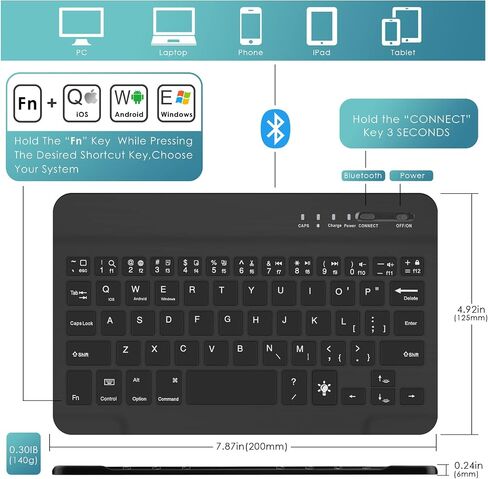 حافظة لوحة المفاتيح بإضاءة خلفية من DETUOSI لجهاز Samsung Galaxy Tab A7 Lite 8.7 بوصة 2021 (SM-T220/T227U) مع حامل قلم S، غطاء جلدي قابل للطي بـ 3 زوايا عرض مع إغلاق مغناطيسي + لوحة مفاتيح لاسلكية قابلة للفصل in Kuwait