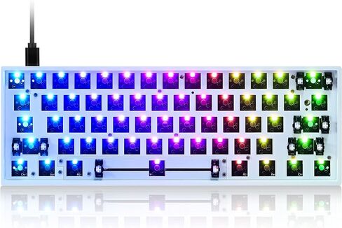 Guffercty kred GK61X PCB Plate Case 60% Keyboard Custom Hot Swappable RGB Keyboard DIY Kit Wired Tyce-C for 3/5 Pin Switch (GK61X White) in Saudi Arabia