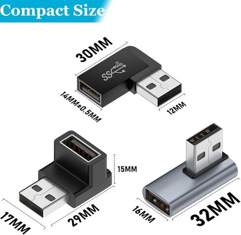 Warmstor 6 حزمة 10 جيجابت في الثانية USB 3.0 ذكر إلى أنثى محول أعلى أسفل يسار يمين 90 درجة زاوية يمين كابل USB موصل تمديد 6 أنواع يدعم سرعة الشحن 3A in Kuwait