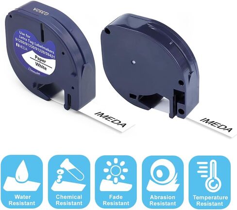 بديل لصانع الملصقات Dymo LetraTag عبوات بلاستيكية 91331 91332 91333 91334 91335 12 مم × 4 م 1/2 × 13 متوافق مع صانع الملصقات Dymo LetraTag LT-100H LT-100T QX50، 5 عبوات in Kuwait