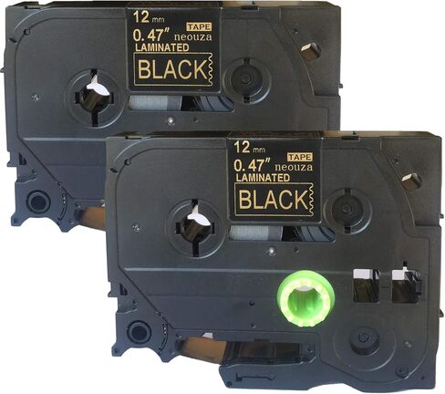 NEOUZA 2PK Compatible for Brother P-Touch Laminated TZe TZ Label Tape Cartridge 12mm x 8m (TZ-134 TZe-134 Gold on Clear) in Saudi Arabia