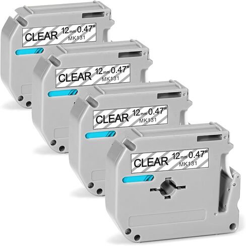 Anycolor Compatible M-131 Tape Replacement for Brother M Tape M-K131 M131 MK131 12mm 0.47'' Clear Tape PTM95 Label Tape Work with P Touch PT-M95 PT70BM PT-90 PT-70 PT-65 PT-45 Label Maker, 4-Pack in Saudi Arabia