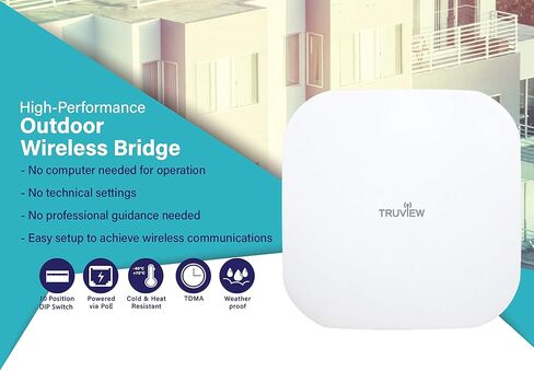 [New Upgraded] VIEWISE Outdoor Wireless WiFi Bridge, Point to Point or Point to Multi-Point, EZ Setup via Dip Switches, 5GHz, 150Mbps 48V PoE (48V - 5GHz / 150Mbps) White NBD5152/2302 in Kuwait
