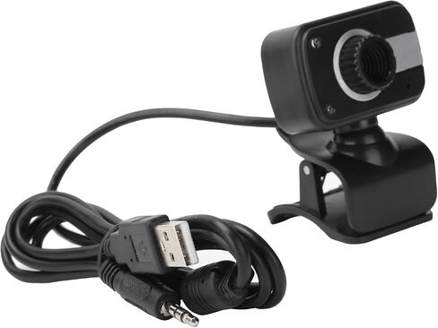 01 02 015 PC Camera, Small Angle Adjustable Portable Webcam Plug and Play with 3.5mm Audio Port for Online Teaching for Video Conferencing in Saudi Arabia