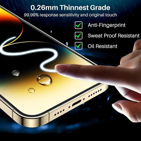 TOZO متوافق مع iPhone 14 Pro Max واقي شاشة 6.7 بوصة 3 عبوات من الزجاج المقسى الفاخر 0.26 مم 9H صلابة 2.5D فيلم سهل التركيب 6.7 بوصة in Saudi Arabia