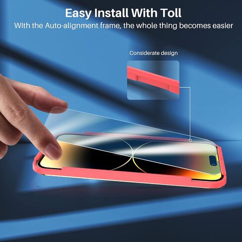 TOZO متوافق مع iPhone 14 Pro Max واقي شاشة 6.7 بوصة 3 عبوات من الزجاج المقسى الفاخر 0.26 مم 9H صلابة 2.5D فيلم سهل التركيب 6.7 بوصة in Saudi Arabia