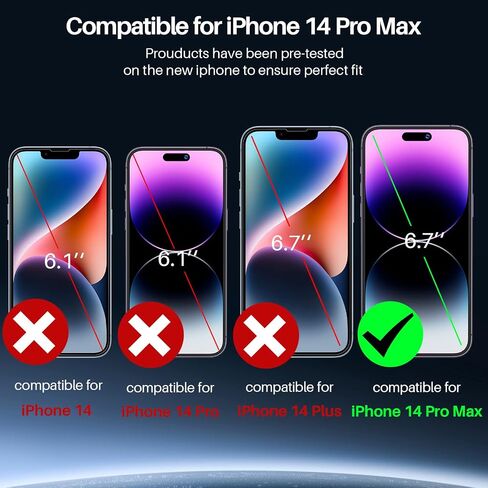 TOZO متوافق مع iPhone 14 Pro Max واقي شاشة 6.7 بوصة 3 عبوات من الزجاج المقسى الفاخر 0.26 مم 9H صلابة 2.5D فيلم سهل التركيب 6.7 بوصة in Saudi Arabia